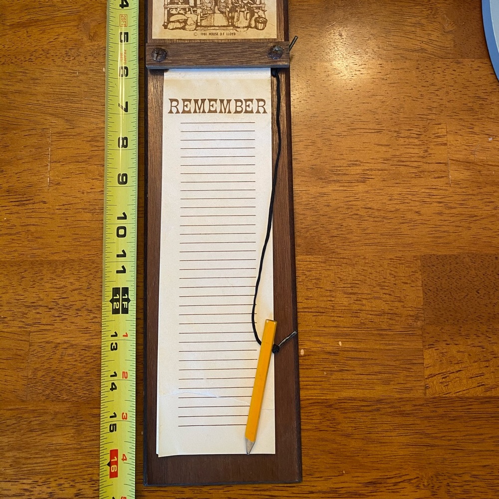 Vintage wood 1981 House of Lloyd memoboard notepad